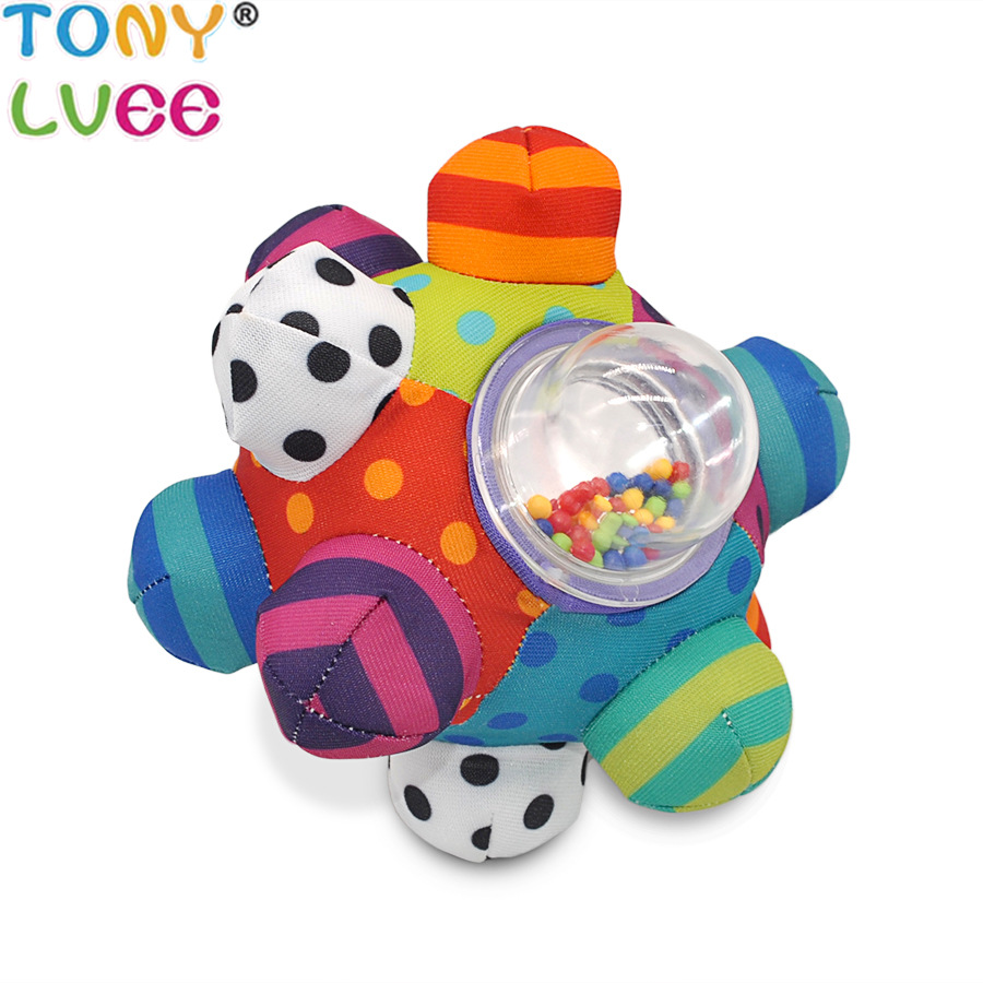 Baby's colorful and interesting rattles hand catch ball jumping ball puzzle sensory touch ball three-dimensional bell cloth ball toy