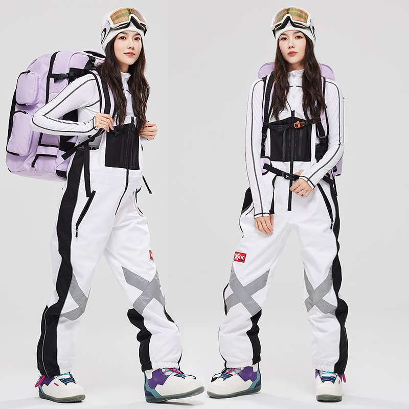 Xxxsnow Waterproof Thickened Snow Pants with Suspenders, Ski Pants with Fleece Lining for Warmth, Snowboard Overalls, Unisex for Both Snowboard and Ski