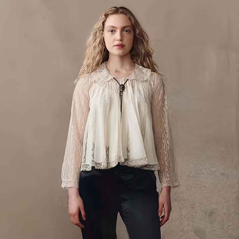 French Sweet T*G Lace Patchwork Sleeveless Top Retro Casual Embroidered Hollow Doll Collar Shirt for Women