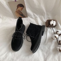 ins locomotive Martin boots female Inn Wind students Korean version 100 lap short cylinder boots black retro 2022 fall new