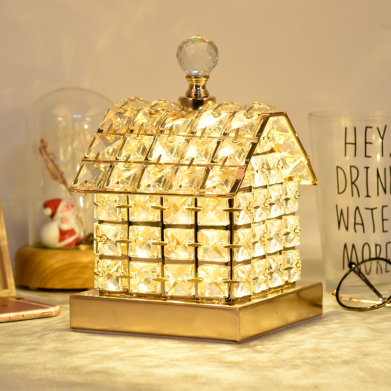 Crystal table light bedroom with bed head lamp ins wind superior sense wedding gift Changming lamp light and luxurious charging atmosphere light