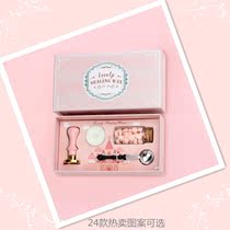 Hot paint seal high value macaron pink box student printing 24 Hot rose pattern series seal
