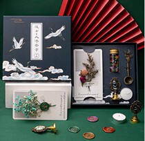 Chinese style crane fire paint set hand account gift set retro fire paint seal envelope seal wax stamp wax poke wax grain