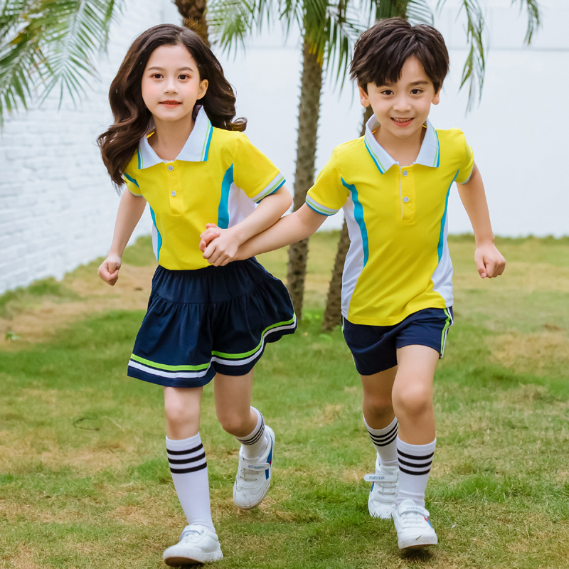 Kindergarten Garden Clothing Elementary School Students Class School Uniform 61 Children Performances Summer Sports Pure Cotton T-shirt Graduation Photo Suits