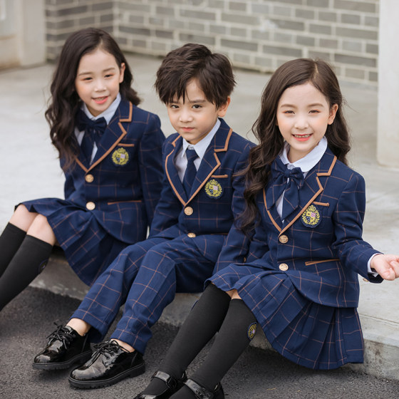 Suit class uniform primary school students school uniform boys and girls three-piece suit spring and autumn winter British college style kindergarten uniform