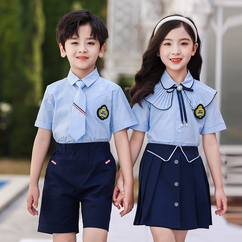 21 new summer English style school uniforms for elementary school students cotton class uniform kindergarten garden clothes children's summer tartan set