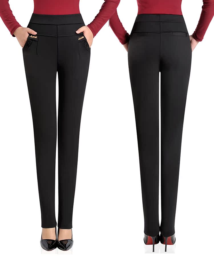 Quần nữ trung niên 2018 mới mẹ 40-50 tuổi quần lưng cao co giãn chân quần legging xuân giản dị quần jean nữ xịn
