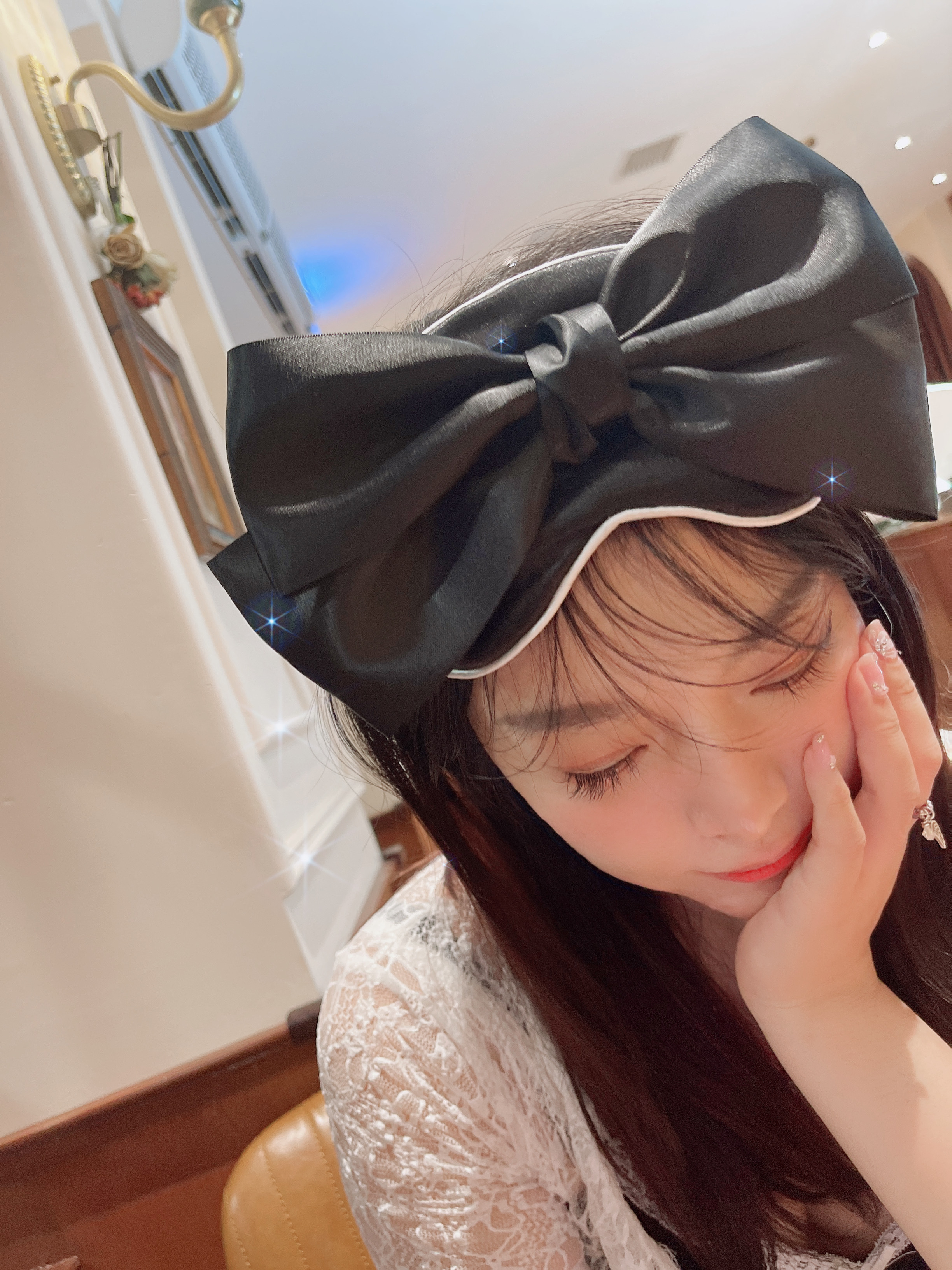 Lady Bow Knot Polyester Eye Mask display picture 3