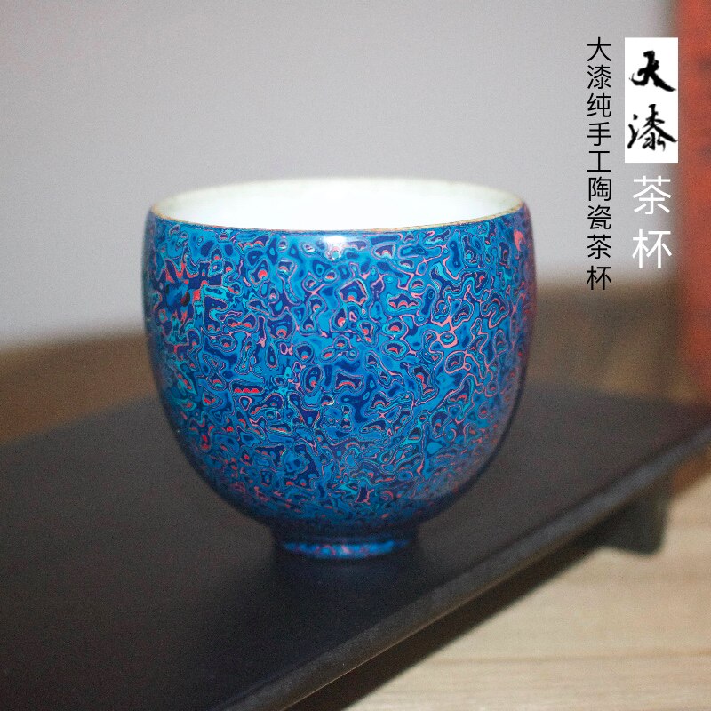 Zero lacquer ostomate] big lacquer tea cup lacquerware tea tea tea drinking cup pure handmade master's cup