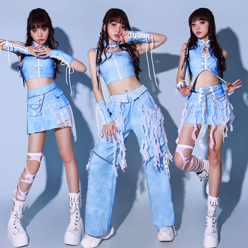 韩流来袭!新款KPOP蓝色打歌服,让你成为舞台上的女王!🌟-民族服装-淘宝好物网