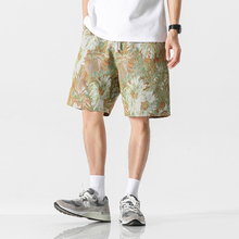 American Ice Silk Shorts Men's Summer Outwear Casual Capris Summer Boys' Flower Shorts Sports Beach Pants