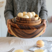 Acacia wooden bowl wooden tableware household and basin fruit plate salad bowl whole wood soup bowl Wooden Bowl