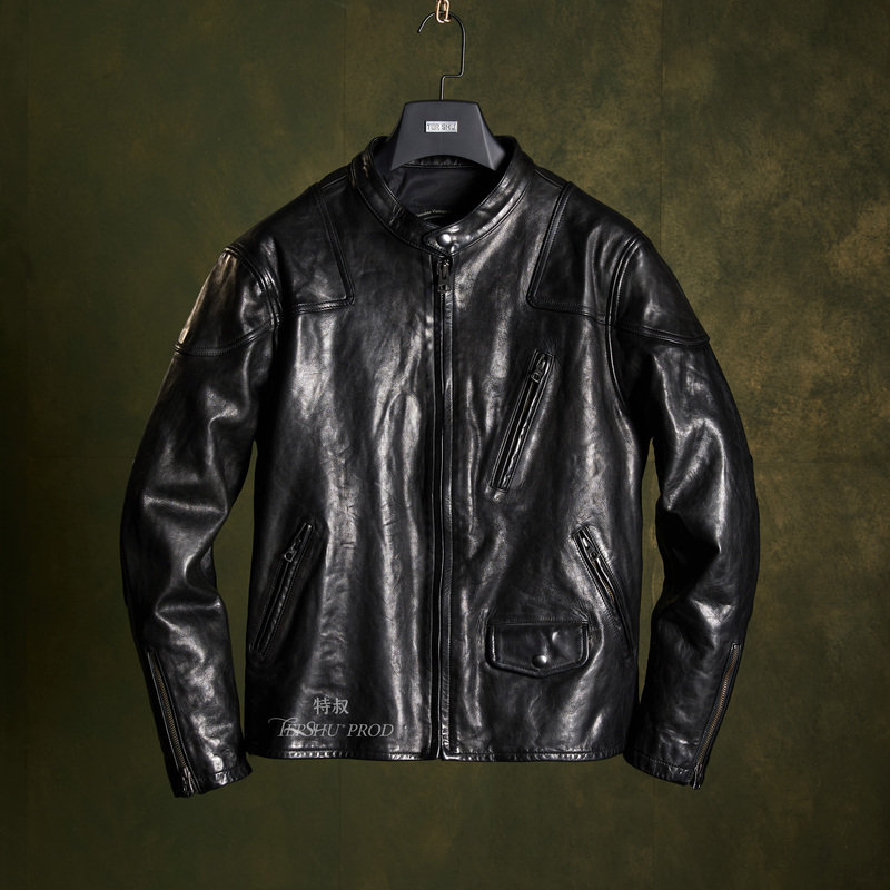 Uncle Venom Black American Retro Casual Long-Sleeve Genuine Leather Motorcycle Jacket Spring and Autumn Short Coat Uncle Venom Black American Retro Casual Long-Sleeve Genuine Leather Motorcycle Jacket Spring and Autumn Short Coat