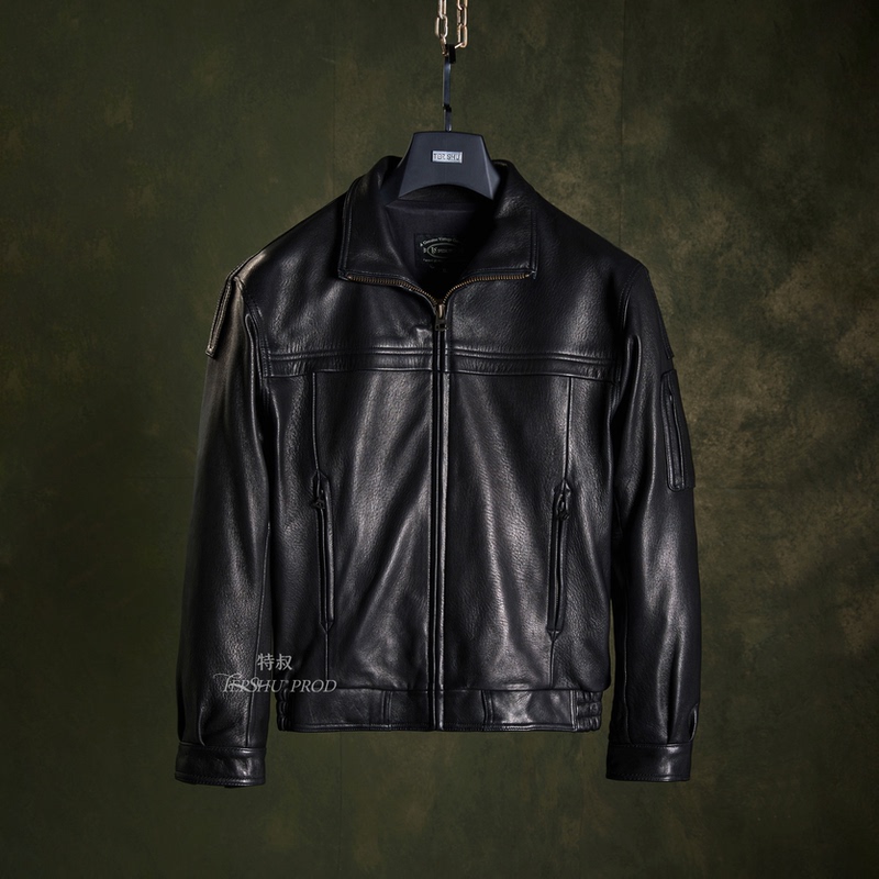 Uncle Thunder 02-Style Pilot Uniform Men's Leather Jacket Genuine Leather Jacket Sheepskin Casual Fashion Stand Collar Autumn and Winter Coat Uncle Thunder 02-Style Pilot Uniform Men's Leather Jacket Genuine Leather Jacket Sheepskin Casual Fashion Stand Collar Autumn and Winter Coat