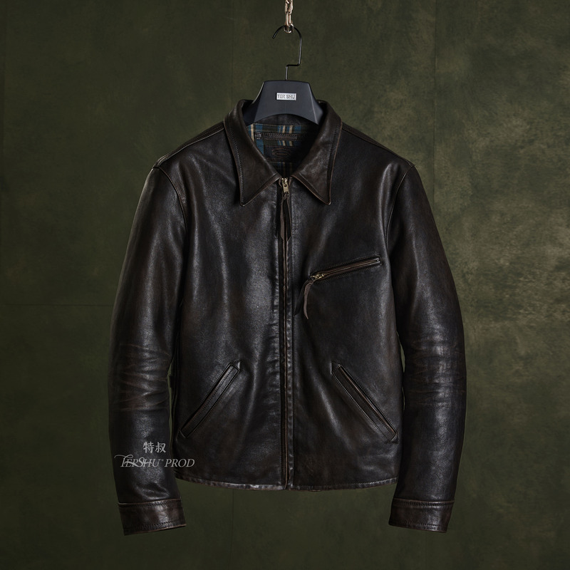 Uncle Te 1930S Vintage Men's Genuine Leather Short Jacket New Autumn and Winter Motorcycle Style Coat Uncle Te 1930S Vintage Men's Genuine Leather Short Jacket New Autumn and Winter Motorcycle Style Coat