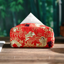 Chinese high-end stamping printing creative tissue box cloth package housepaper pumped bag festive koi fish tissue bag