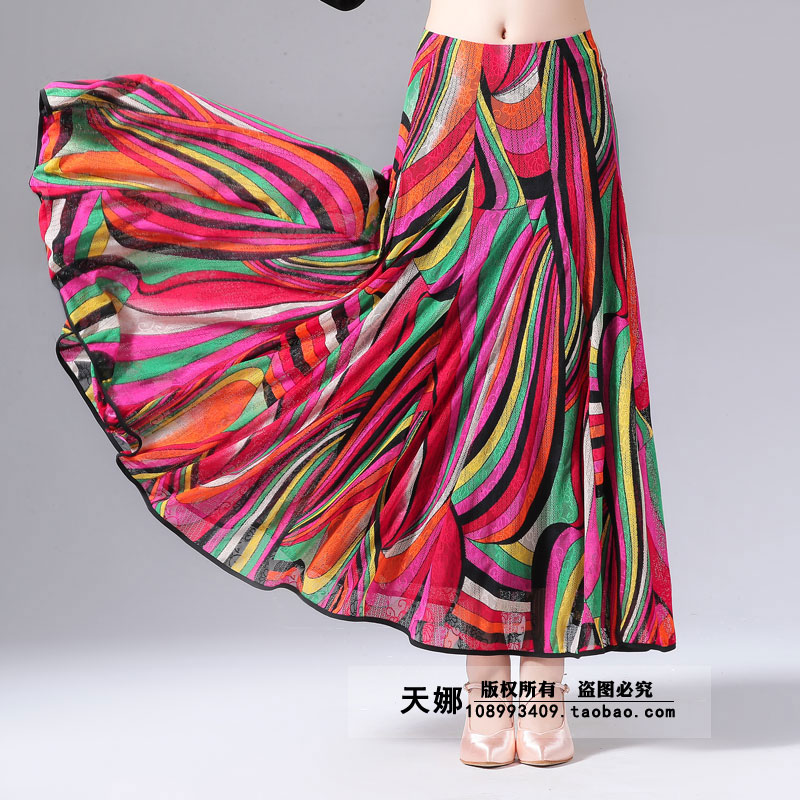 Spring and summer modern dance competition dress large skirt skirt Waltz dance National standard dance Dazzling color social dance dress new