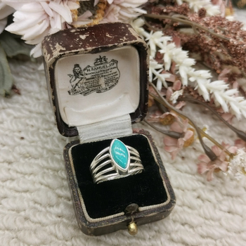 Vintage medieval european return 925 silver amazonite ring no. 15