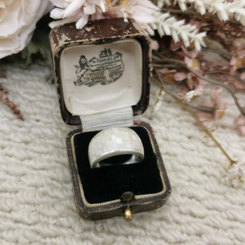 Vintage middle-aged european return 925 silver spliced mother-of-pearl ring complete number 17