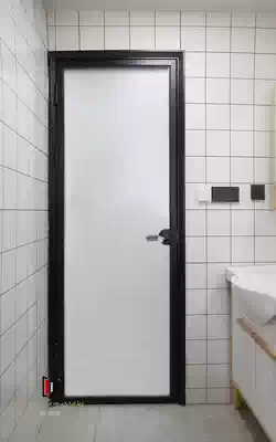 Powder room black narrow frame swing door glass titanium magnesium alloy toilet kitchen bathroom door simple Nordic moving door