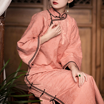 Warm Jade spring autumn and winter Chinese style Republic of China retro autumn and winter warm thick loose city style cheongsam dress