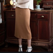 Su Shu Spring and Autumn New Korean version of BASIC Joker Knitted slim body slim a city wind wool skirt womens long model