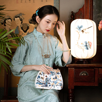 Jasmine-spring and summer autumn style Chinese style Republic of China Antique Jacquard Converse Large Sleeves Traditional Loose Qipao Young to Daily Routine