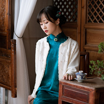 Keeping Lotus Open -- Spring and Autumn Authentic Silk Jacquard Upright collar disc buckle full open flap Long sleeves No Provincial Gufa qipao swarm up short