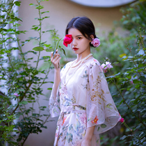 Gorgeous-Canon like a dream -- Summer thin style true silk Jo its printed drifting fairy loose lace dress with a long dress