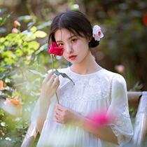 When flower is open-lace embroidered flowers loose and lazy large swing with dress code style retro-style Fairy Long Skirt