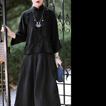 The Accident Court Autumn -- Spring and summer autumn style retro old satin Chinese style upright collar disc button 70% sleeves Short blouses Republic of China Wind womens clothes
