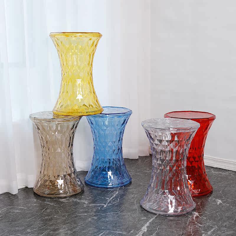 Crystal stool Nordic simple color diamond transparent stool bathroom home shoe changing stool creative net red acrylic round stool