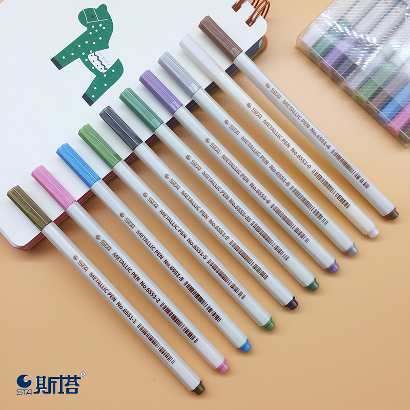 Star metal pen marker pen color water-based paint pen greeting card diy pen black card special pen gold sign-in pen