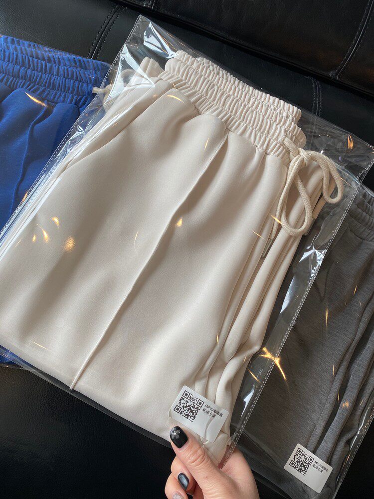 AMR U U WORD OF MOUTH THE NEW TYPE OF FABRIC ICE AND BREATHABLE 100 LAP STRAIGHT CYLINDER WIDE LEG WOMEN CASUAL PANTS SPRING SUMMER NEW