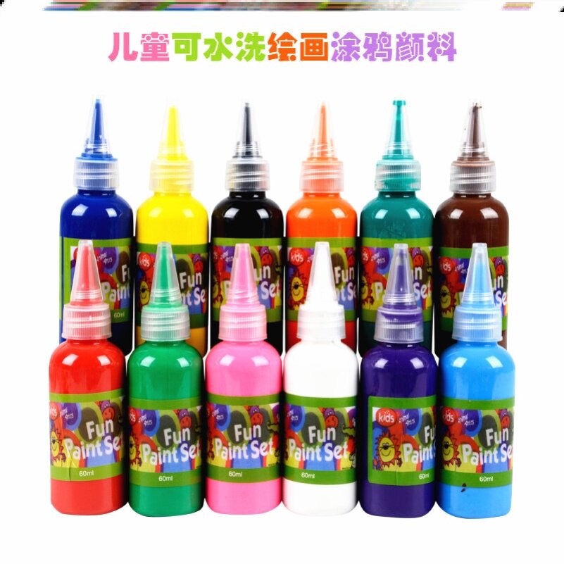 Children's painting watercolor paint 60ml coloring painting diy washable finger painting kindergarten graffiti painting paint