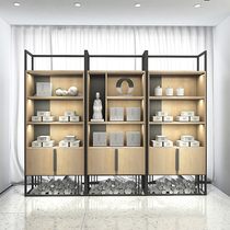 Crowdsmiths Workshop ZJF Tea Display Case Tea Set Porcelain With Lamp Display Combined Shelf Tea Space Brief Sample Cabinet D4