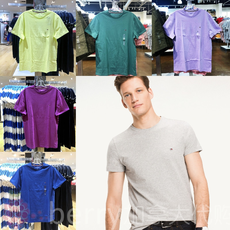 【In-Stock for Immediate Delivery】Authentic Round-Neck Solid Color T-Shirt for Men, Tommy Hilfiger 【In-Stock for Immediate Delivery】Authentic Round-Neck Solid Color T-Shirt for Men, Tommy Hilfiger