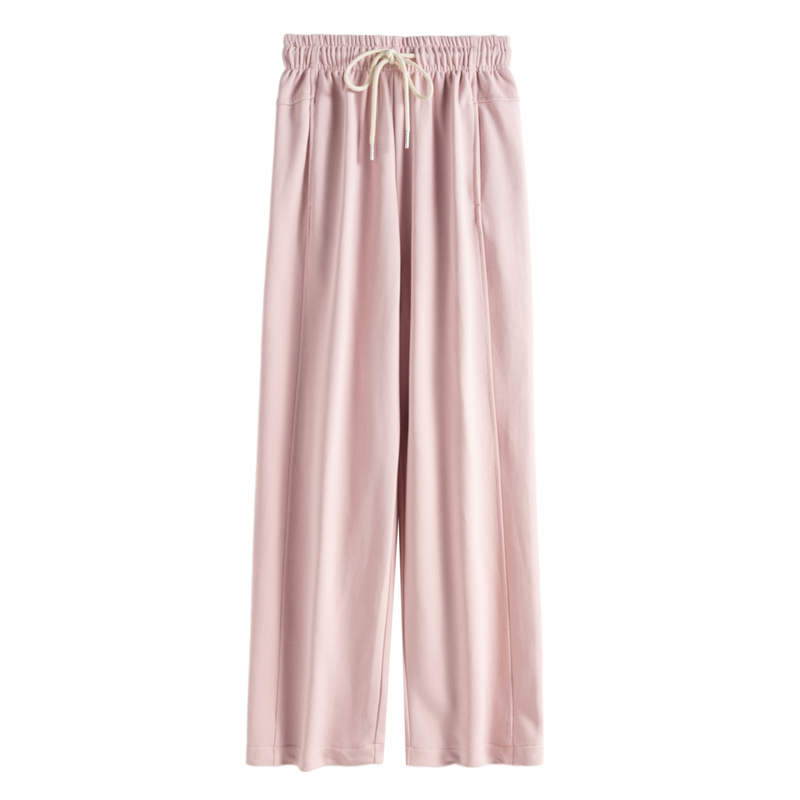 [Left] Spring Outfit, High-Waisted Wide-Leg Pants with Drawstring Lining and Elastic Cuffs, Model Zw029