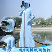 Ice Silk Sunscreen Clothes Woman Summer Long full body Anti-UV shading hat breathable thin loose hood jacket