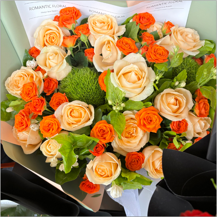 Peach Snow Mountain Cappuccino Rose Flower Bouquet Directly Shipped from Yunnan Base for Same-Day Delivery Teacher's Day Gift