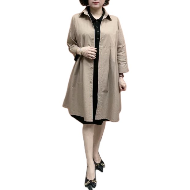 Madam Thin Windbreaker Coat Women's Mid-Length Spring and Autumn 2024 New Fashion Size Large Mom Casual Coat