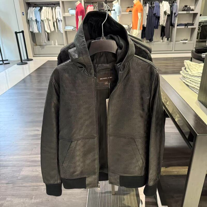 Currently in Stock: Michael Kors Mk Men's Embossed Genuine Lambskin Leather Jacket, Comfortable Casual Jacket with Full Mk Branding Currently in Stock: Michael Kors Mk Men's Embossed Genuine Lambskin Leather Jacket, Comfortable Casual Jacket with Full Mk Branding