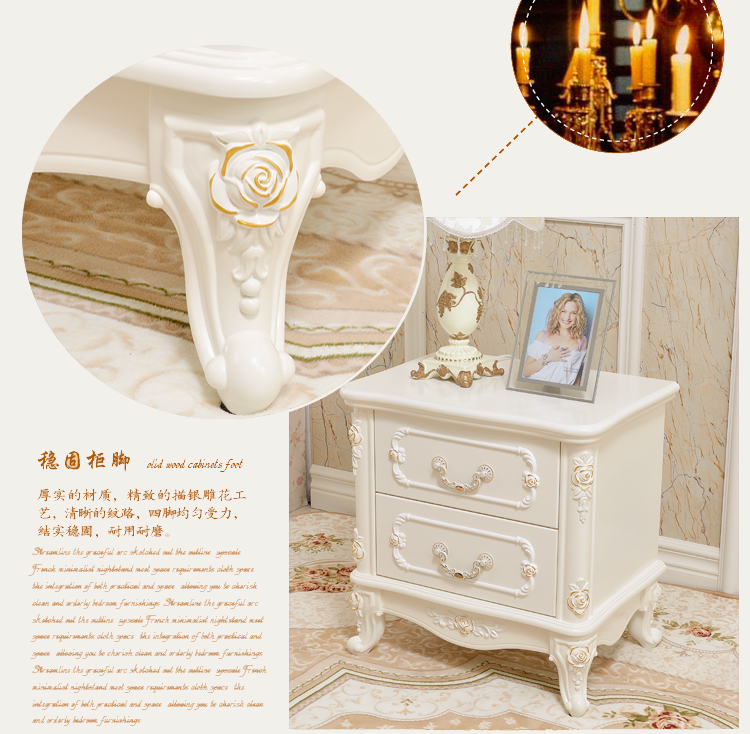 Phong cách châu Âu tủ đầu giường nhỏ ngăn kéo tủ đầu giường nhỏ gọn hiện đại tủ xanh hai bơm tủ lưu trữ màu trắng đơn giản - Buồng tủ quần áo gỗ tự nhiên