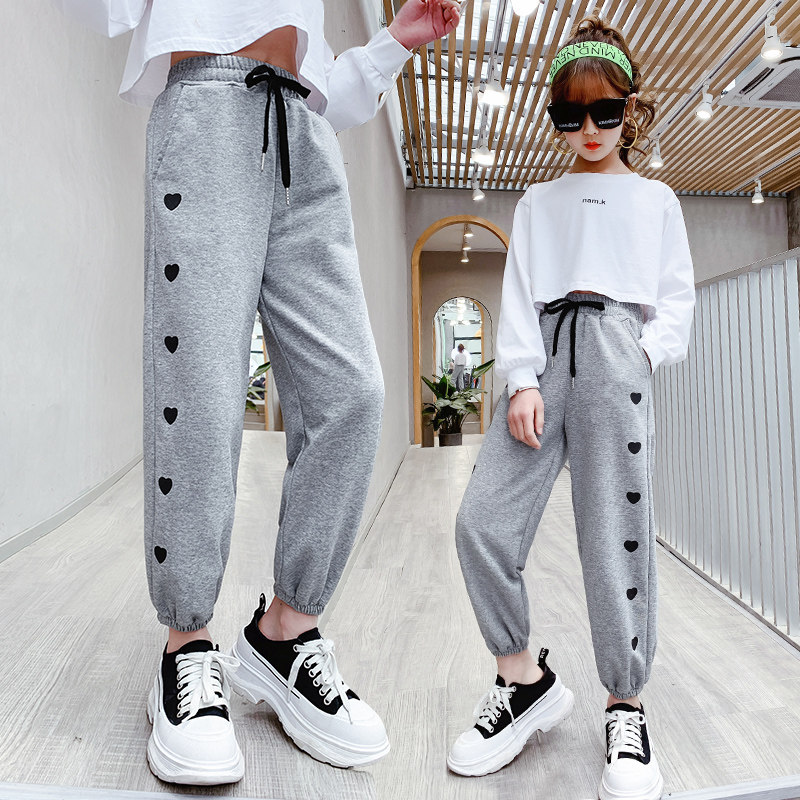 Girls' pants spring and autumn wear pants and pants loose Korean version of casual spring thin sports pants children's suit
