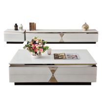 TV cabinet Tea Table Combined Suit Rear Modern Minimalist Furniture Small style tempered glass light and luxurious TV enclosure
