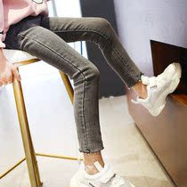 Girl Jeans Spring Autumn Season 2021 New Tide Korean Version Women Baby Plus Suede Beating Bottom Elastic Pencils Slim trousers Long pants