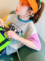 Girls summer clothes foreign air short sleeves 2020 new girl Han version loose pure cotton blouse 100 hitch T-shirt bottom-shirt tide