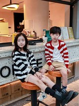 Girls' knitted shirt open shirt 2022 spring and autumn clothing new Chinese Korean version of the foreign sweatshirt children's sweater coat coat male