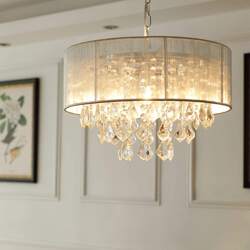 Modern Minimalist Crystal Bar Chandelier, Bedroom Fabric Brushed Cover, Dining Room Lighting, Room Study, Romantic and Creative