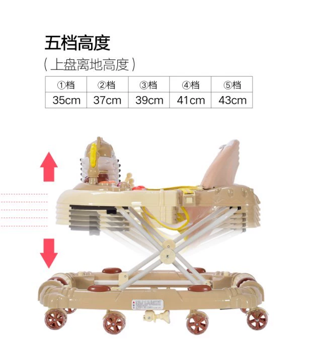 Baby Walker 6 / 7-18 tháng Trẻ em gái Cô gái đa năng Chống rollover Tay đẩy